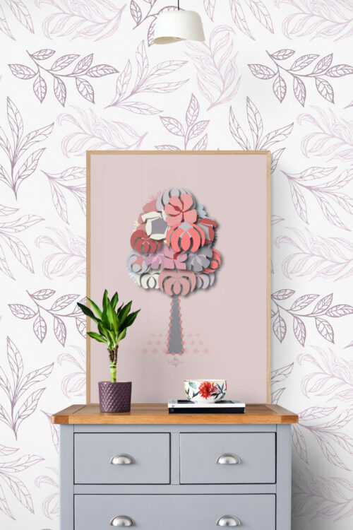 pink geometrical tree in The_gray_wood_cabinet