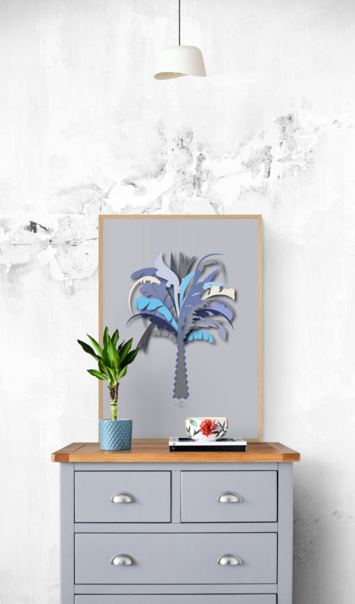 blue palm tree