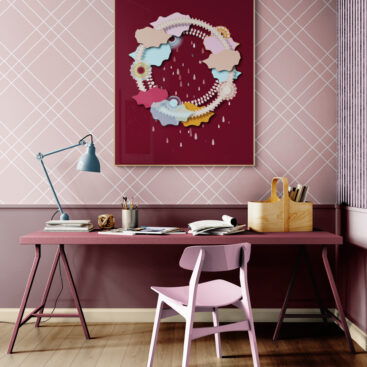 burgndy sky hoop framed poster in artists-studio