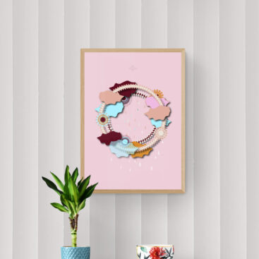 Pink Sky Hoop Framed Poster