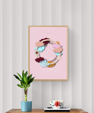 Pink Sky Hoop Framed Poster
