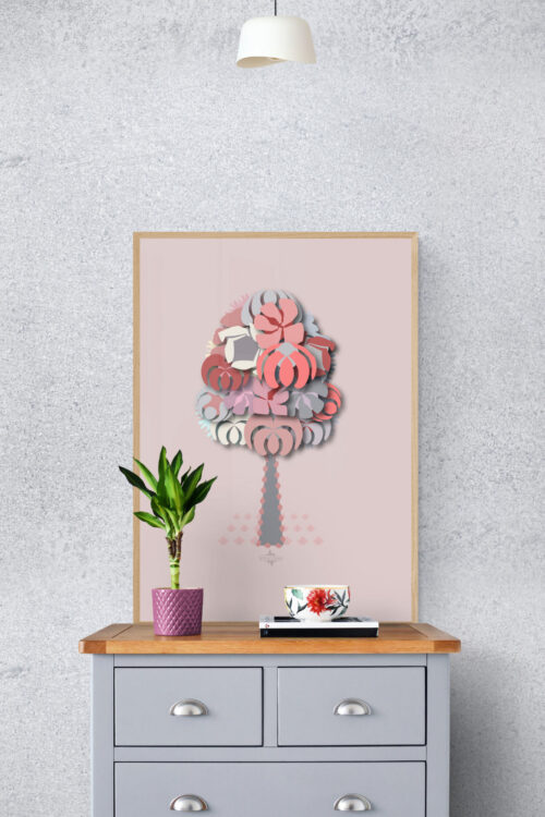 pink geometrical tree