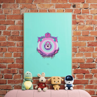 mint boy cat wall art with Collection_of_soft_toy_animals_on_sofa