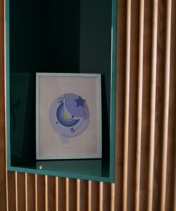 blue moon poster in white frame