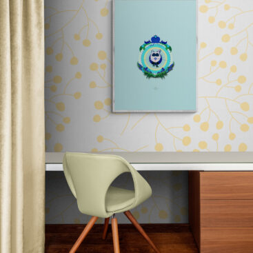 blue mum cat poster in a room withdesk