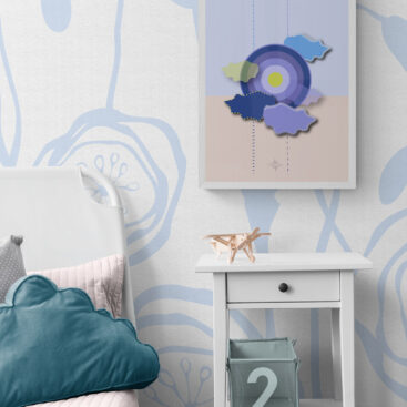 bue sky wallart for kids bedroom