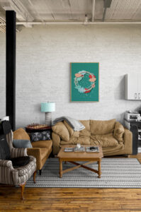 dark green sky hoop living room interior
