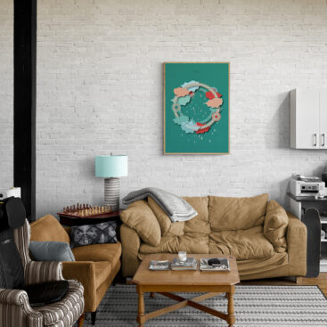 dark green sky hoop living room interior