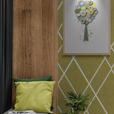 green blessing tree framed poster in a cosy green corner