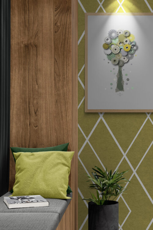 green blessing tree framed poster in a cosy green corner
