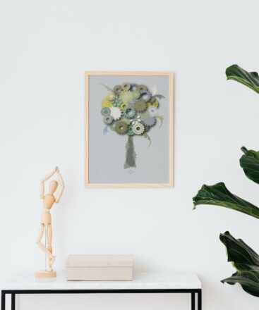 green round tree small frame d poster in a wooden frame