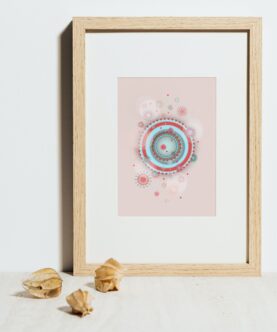 light red snow cookie poster with wooden frame