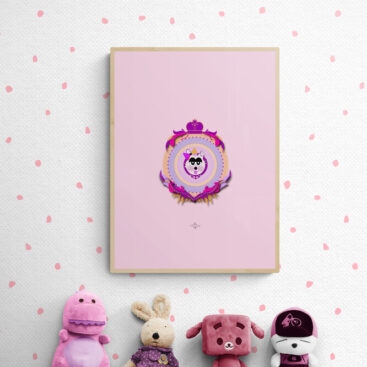 magenta girl cat with soft baby toys