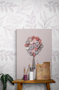 pink blessing tree wallart