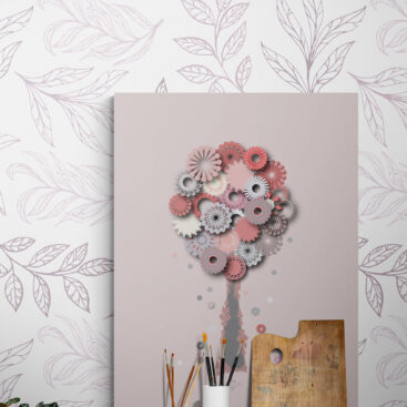 pink blessing tree wallart