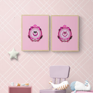pink dad and mum framed posters in a snazzy-childrens-room-with-toys