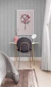 pink round tree framed poster in a Bedroom_with_vanity_table