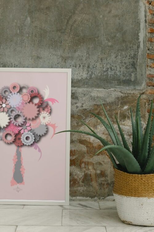 Alternative view of Pink Round Tree Wall Art