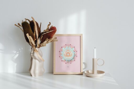 pink sky cookie poster in wooden frame