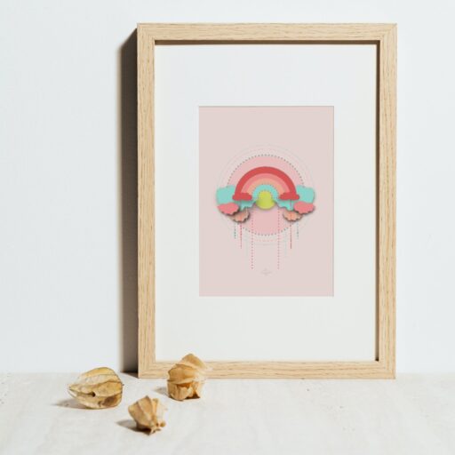 ed rainbow poster in wooden frame