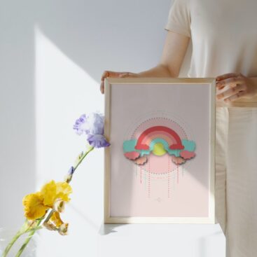 Red and Green Rainbow Framed Poster