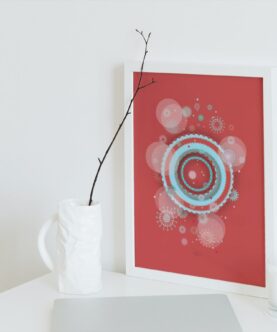red snow cookie small poster in white frame