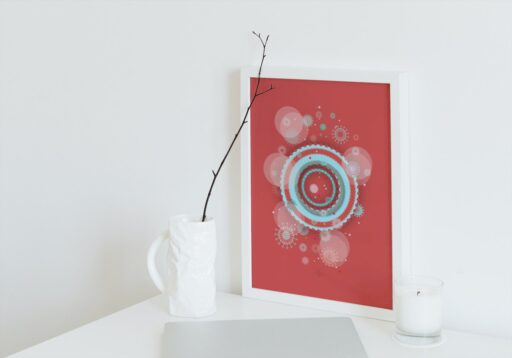 red snow cookie small poster in white frame