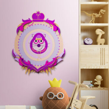pink boy cat wall art in the-ultimate-kids-playroom
