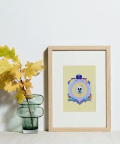 yellow baby cat small poster in wooden frame