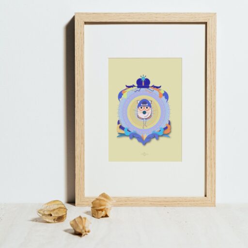 yellow boy cat poster in wooden frame