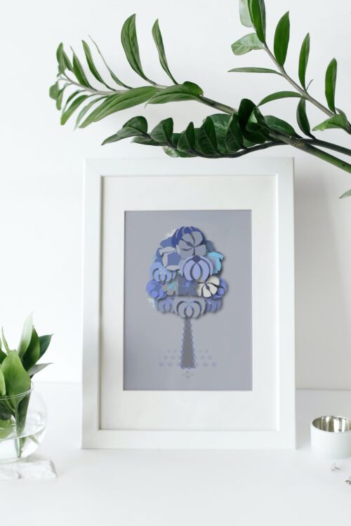 Alternative view of Blue Geometrical Tree Wall Art