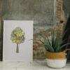 green geometrical tree small poster in white frame