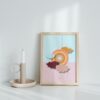 pink sun small poster in wooden frame