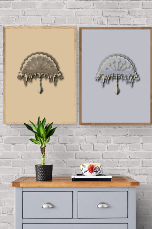 grey and orange ornament poster