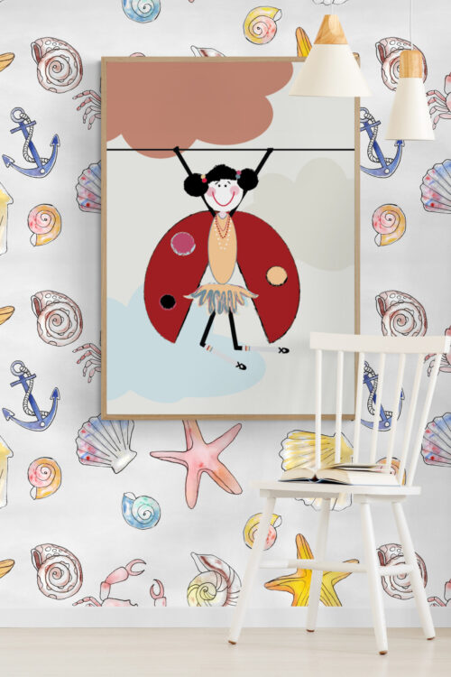 ola hanging poster in contemporary-scandinavion-style-kids-room