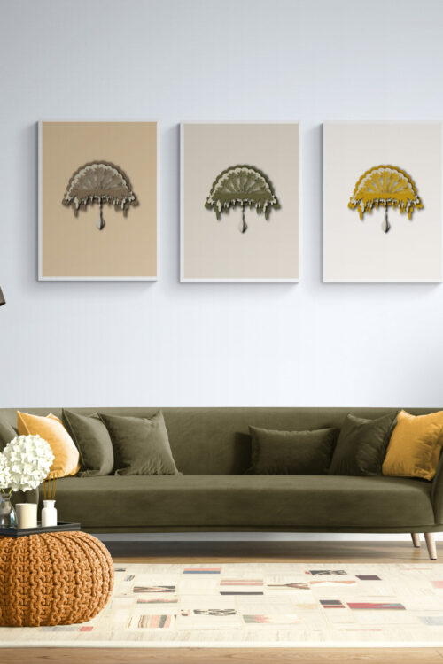 the ornamental collection posters in living room