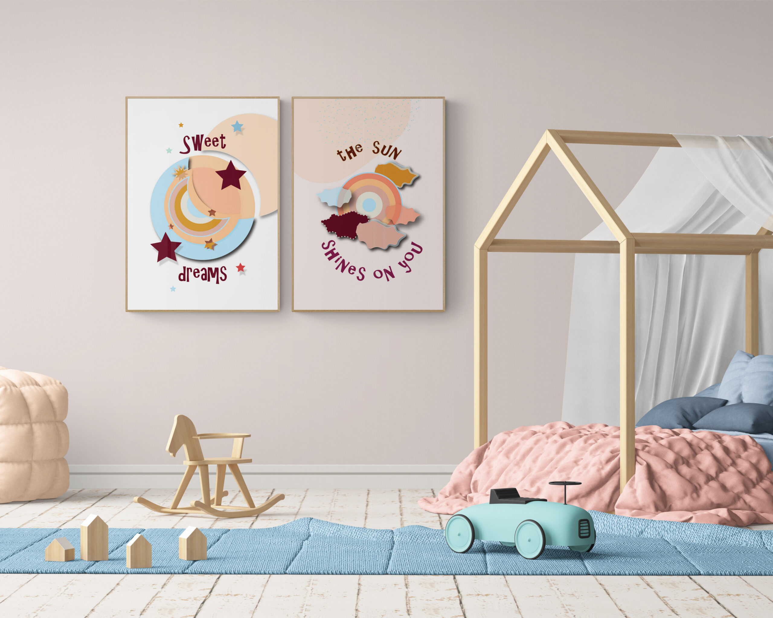 sky collection wall art in Children`s_bedroom_with_canopy_bed_and_toys