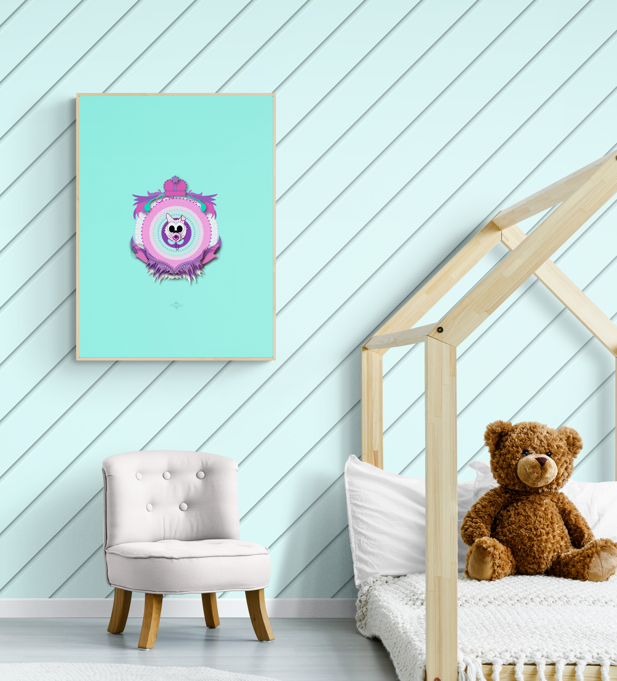 mint baby cat in Kids_bedroom_with_canopy_bed