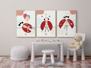 wall art lladybird lola three posters Stylish_kids_playroom
