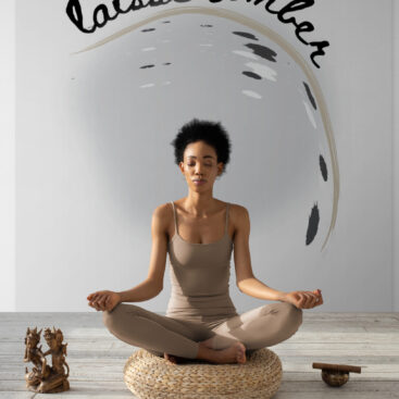laisse tomber french wallart with young-woman-meditating-in-lotus-position-