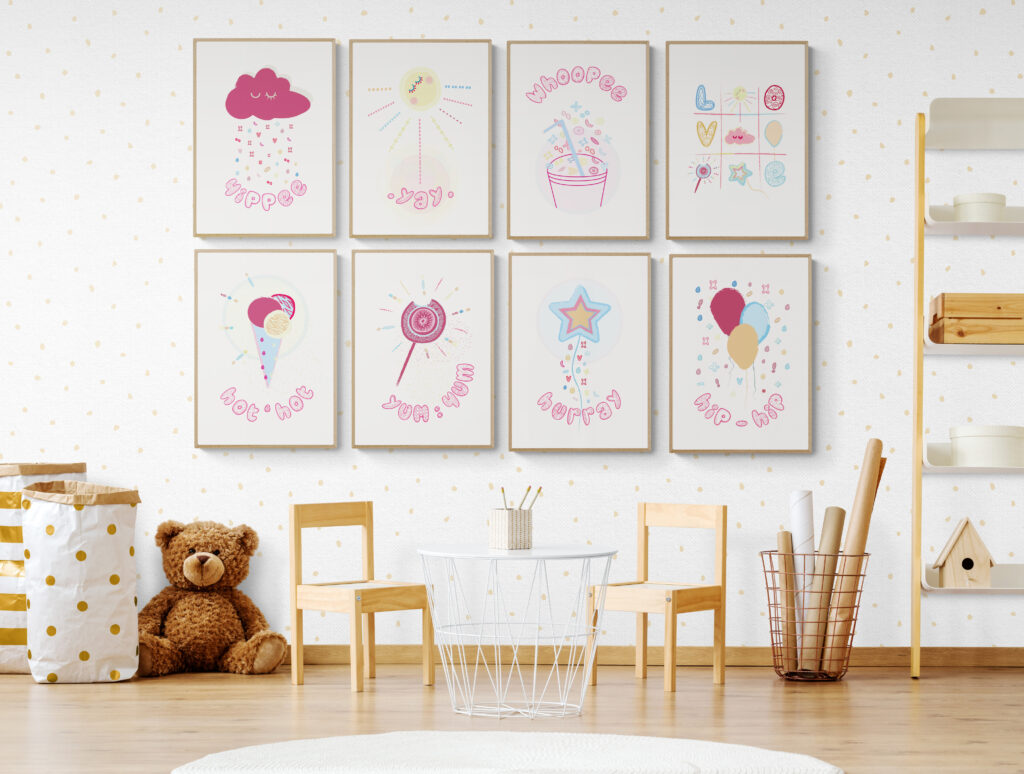 the summer collection of kids art in Child`s_room_with_furniture_and_large_teddy_bear