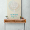 my house framed poster in Potted_plants_sitting_on_console_table