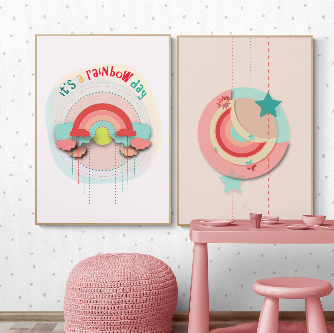 Sky Collection wallart duo the moon and the rainbow posters