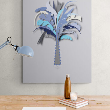 blue pal tree canvas in a dining room