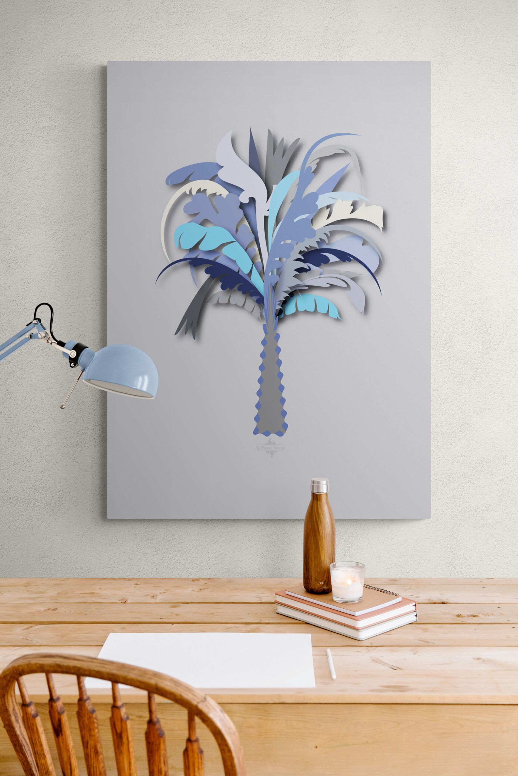 blue pal tree canvas in a dining room