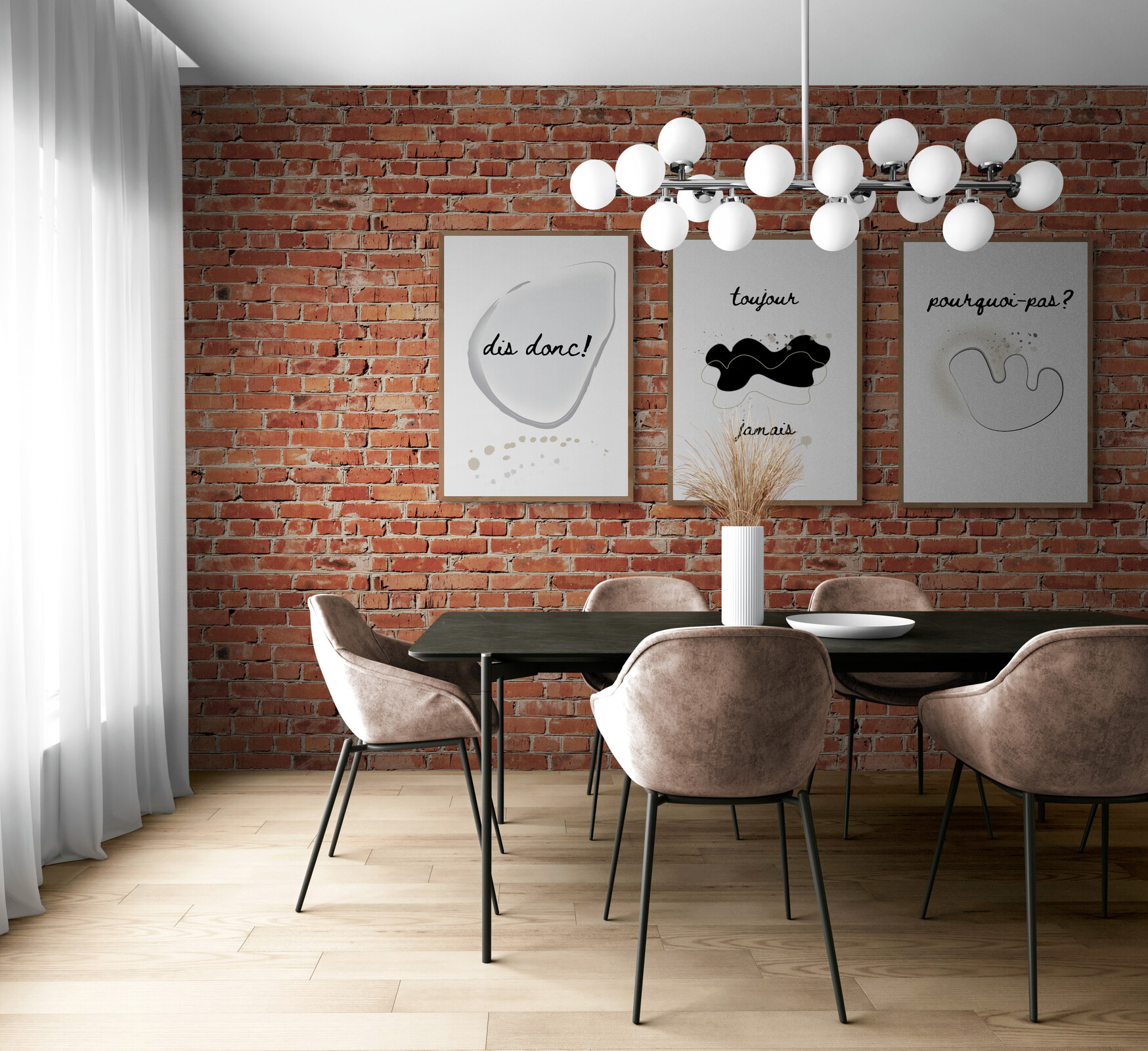 french collection of posters Modern_dining_room_with_pendant_lights