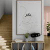 jolie framed poster in contemporary-interior-with-fancy-cabinet