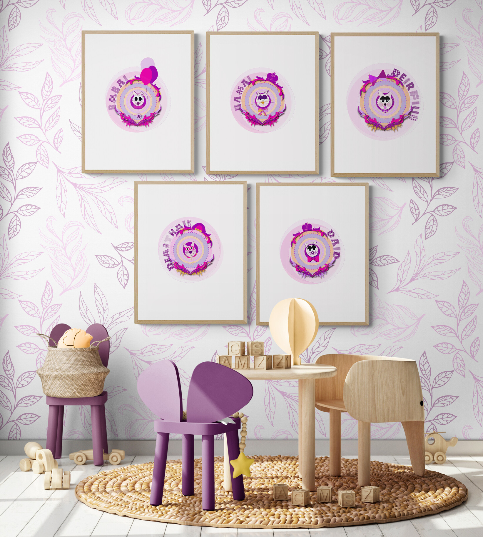 irish cats framed posters collection in kids playroom