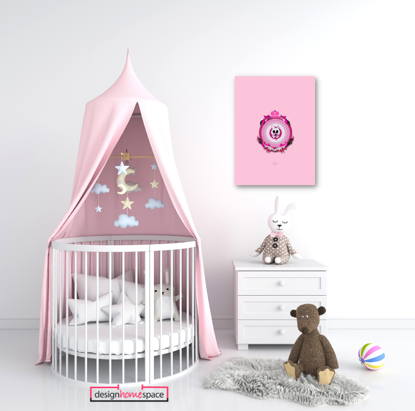 pink baby cat nursery poster