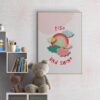 rise and shine poster with teddy in kids room